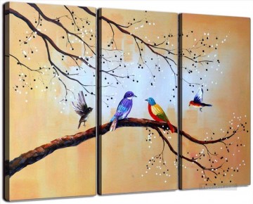 セットパネルの白梅の中の鳥 Oil Paintings